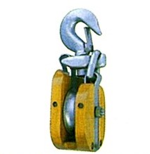 Wooden Shell Snatch Block with Hook