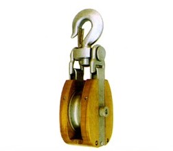Wooden Shell Snatch Block with Hook Self Locking