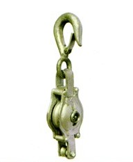 Single Steel Block with Hook, Hemp Rope