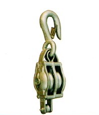 Double Steel Block with Hook, Hemp Rope