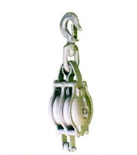 Double Steel Block with Swivel Hook, Hemp Rope