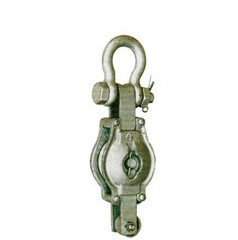 Single Steel Block with Shackle, Hemp Rope